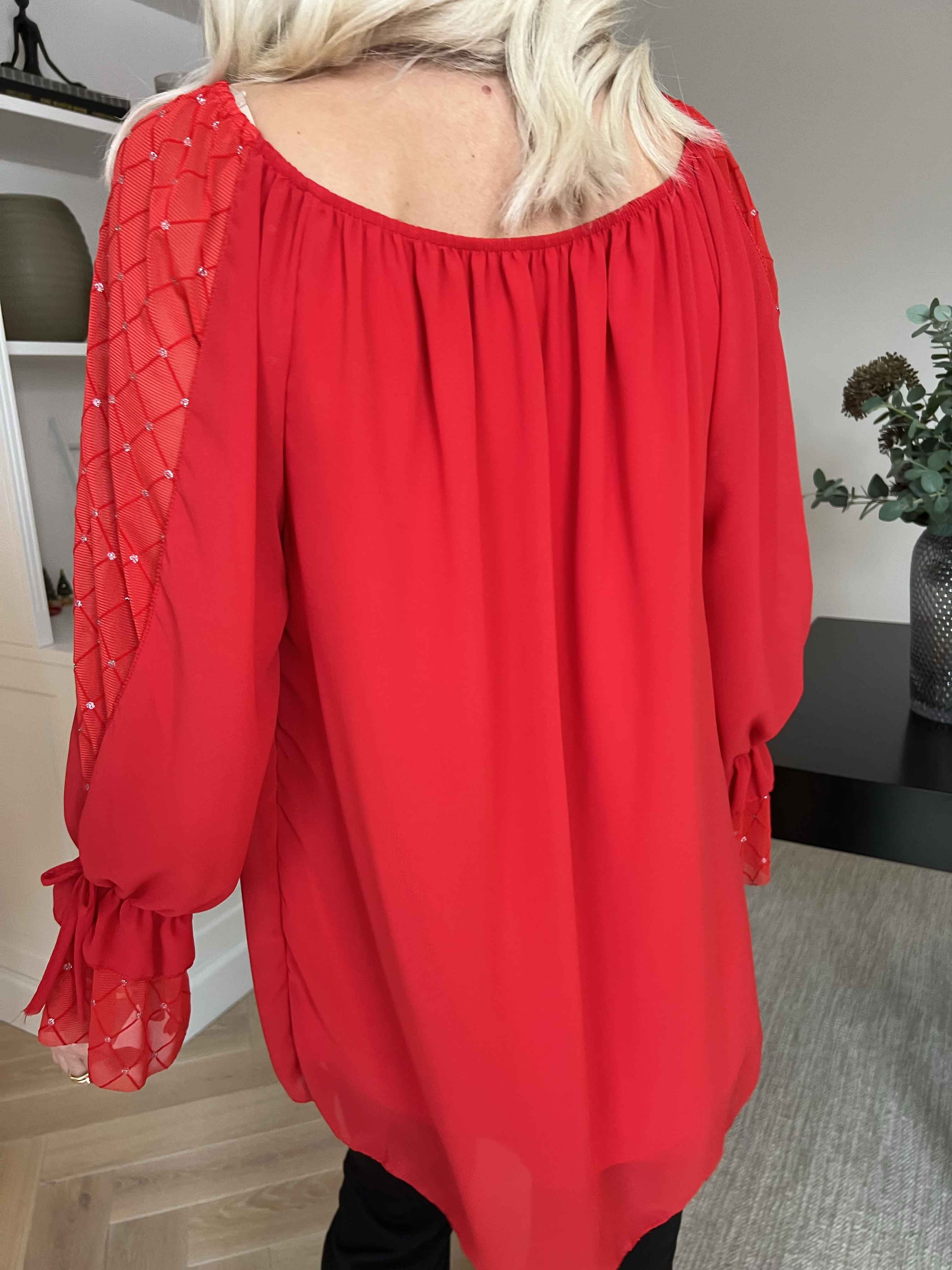 Norma - Tunika i chiffon med detaljerede ærmer